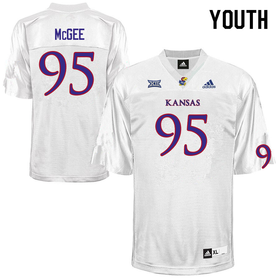 Youth #95 Ronald McGee Kansas Jayhawks College Football Jerseys Sale-White - Click Image to Close